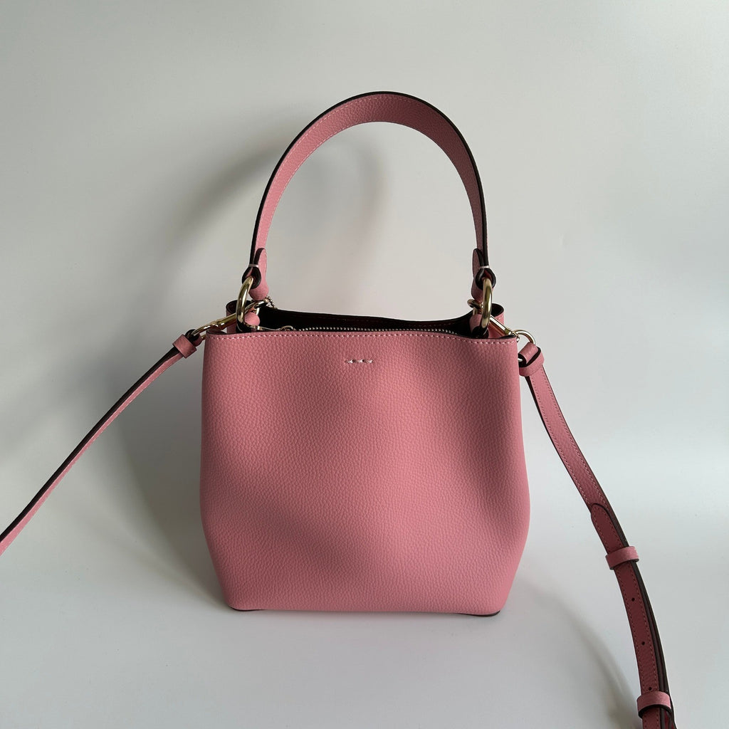 Coach Small Town Bucket Bag Pink Pebbled Leather Shoulder Bag Excellent2
