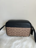 Coach Graham Tan Black Signature Canvas Leather Crossbody Bag Excellent0