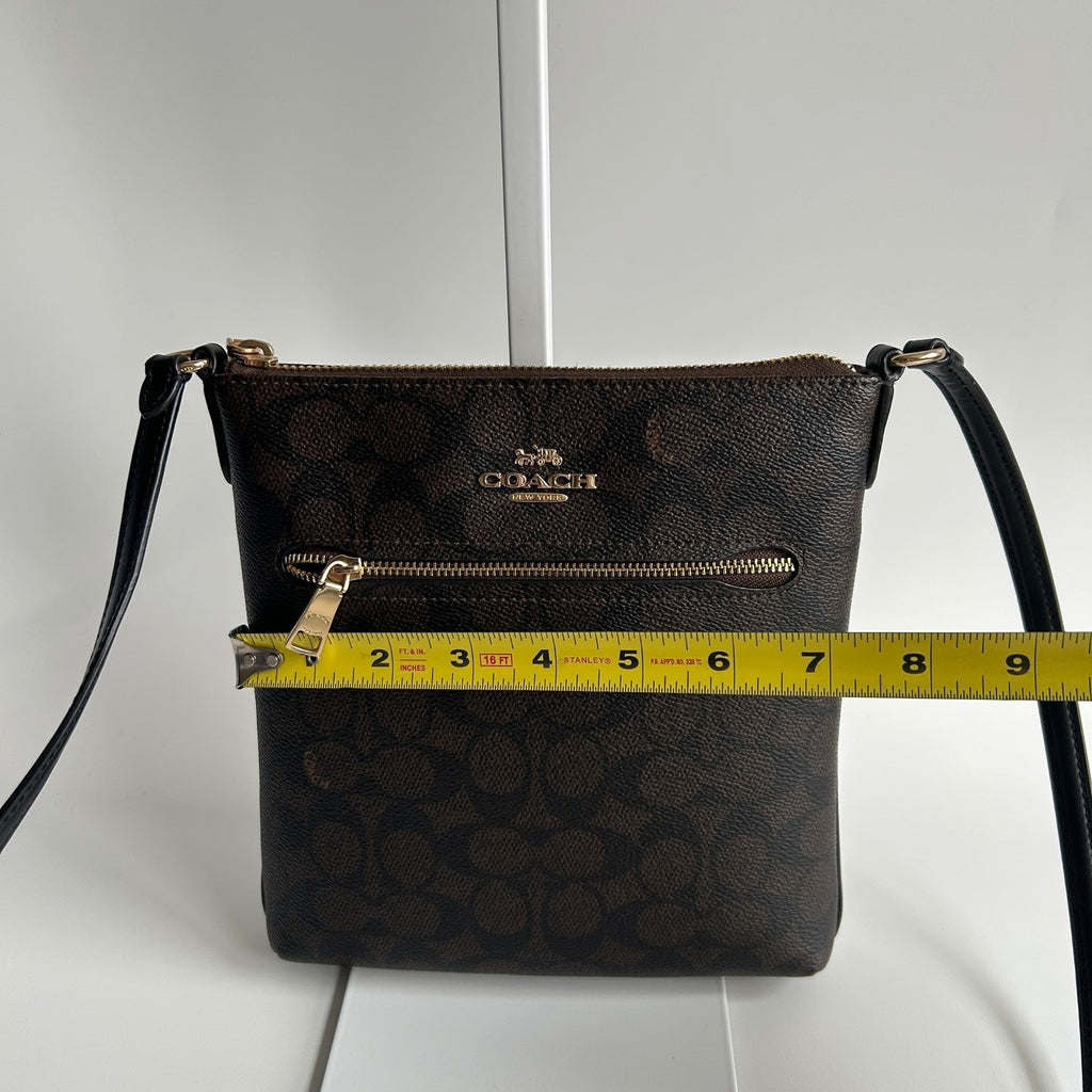Coach Mini Rowan File Bag Brown Black Signature Canvas Crossbody CF340 Excellent6