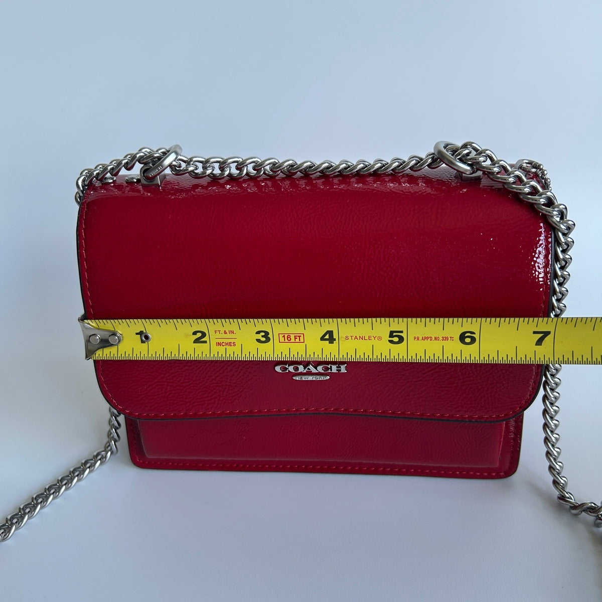 Coach Mini Klare Red Patent Leather Crossbody Bag Excellent7