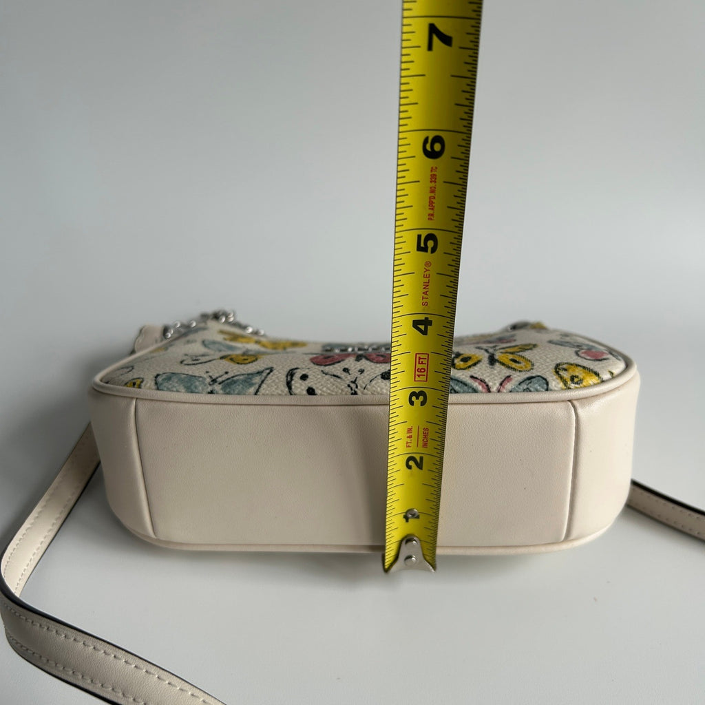 Coach Teri Mini Crossbody Chalk White Butterfly Coated Canvas Bag Excellent10