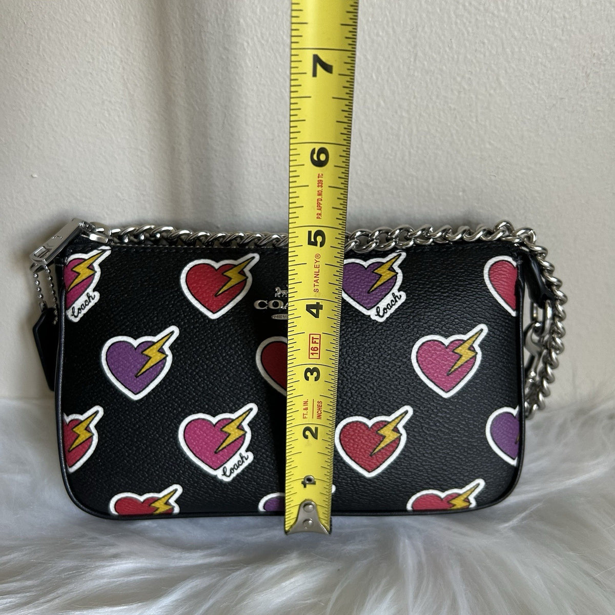 Coach Nolita 19 Black Heart Lightning Bolt Pebbled Leather Bag NEW7