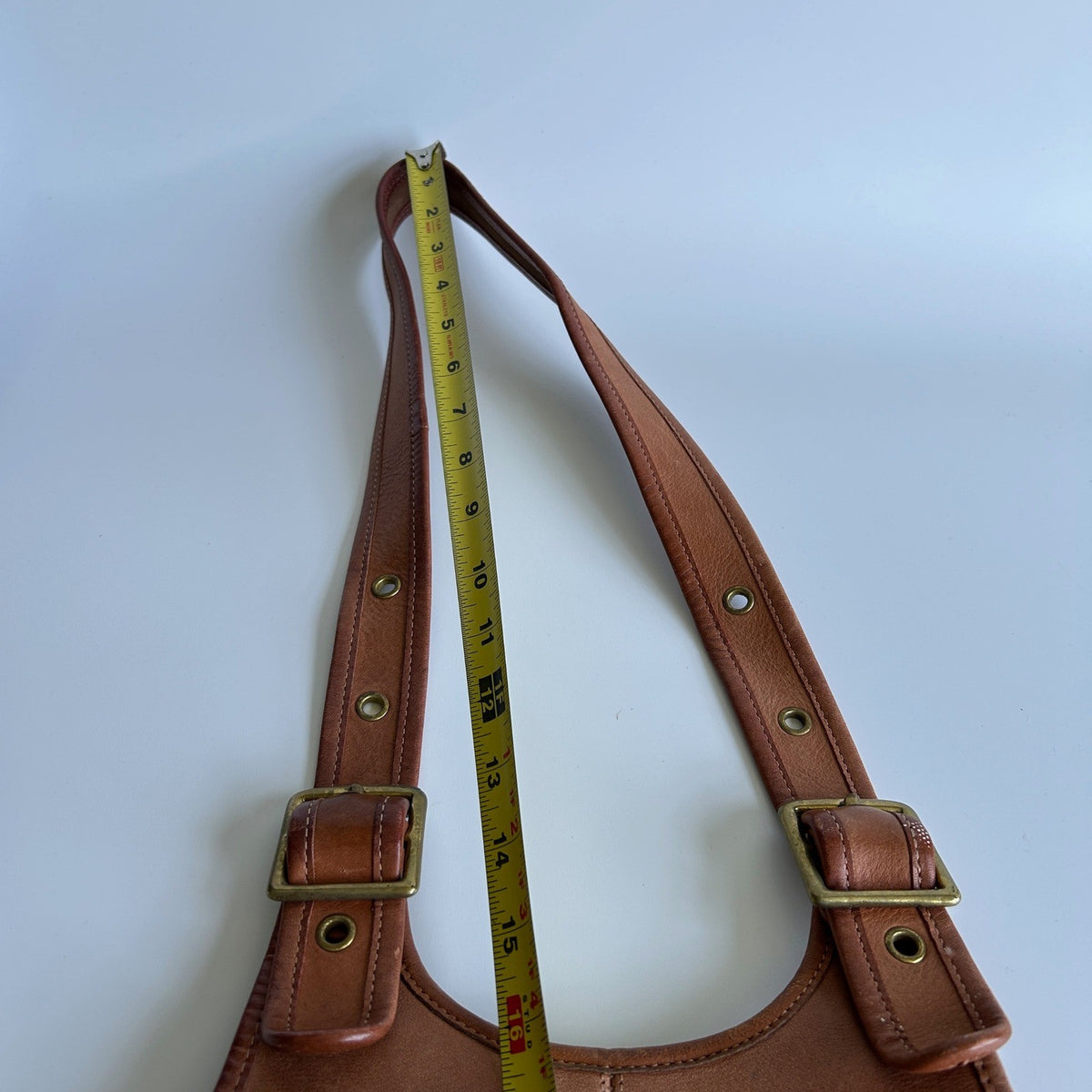 Coach Crescent Saddle 9235 British Tan Leather Shoulder Bag Good12