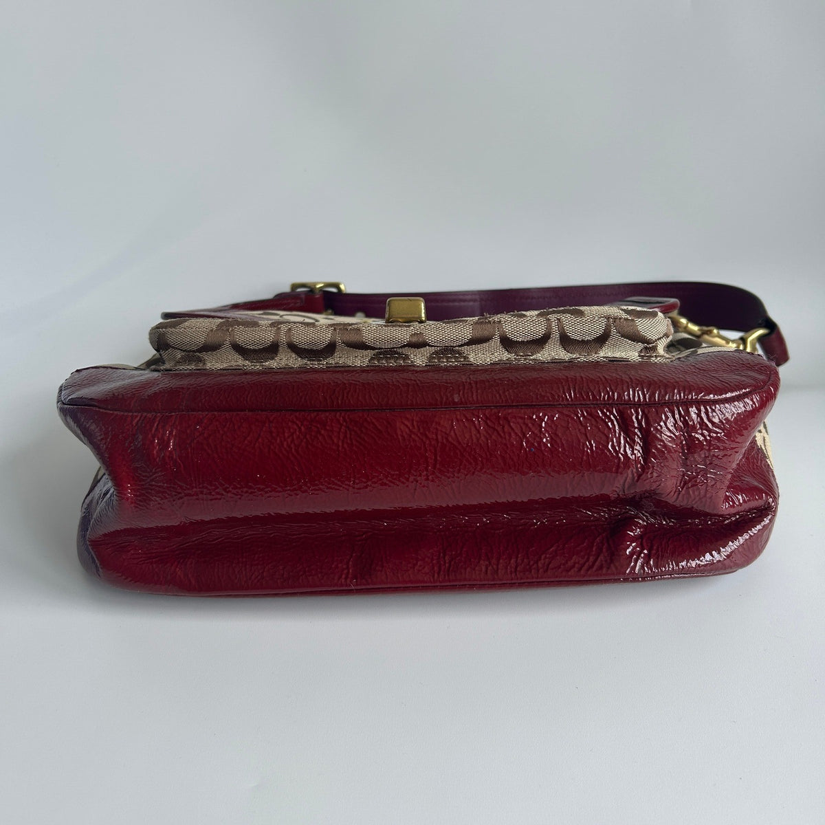 Coach Legacy Signature Ali Flap Mahogany Patent Leather Shoulder Bag Excellent2