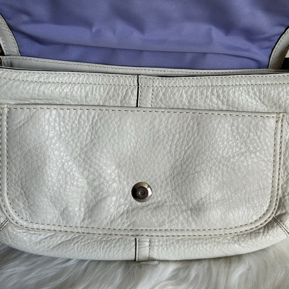 Coach Soho Chalk White Pebbled Leather Shoulder Bag Good4