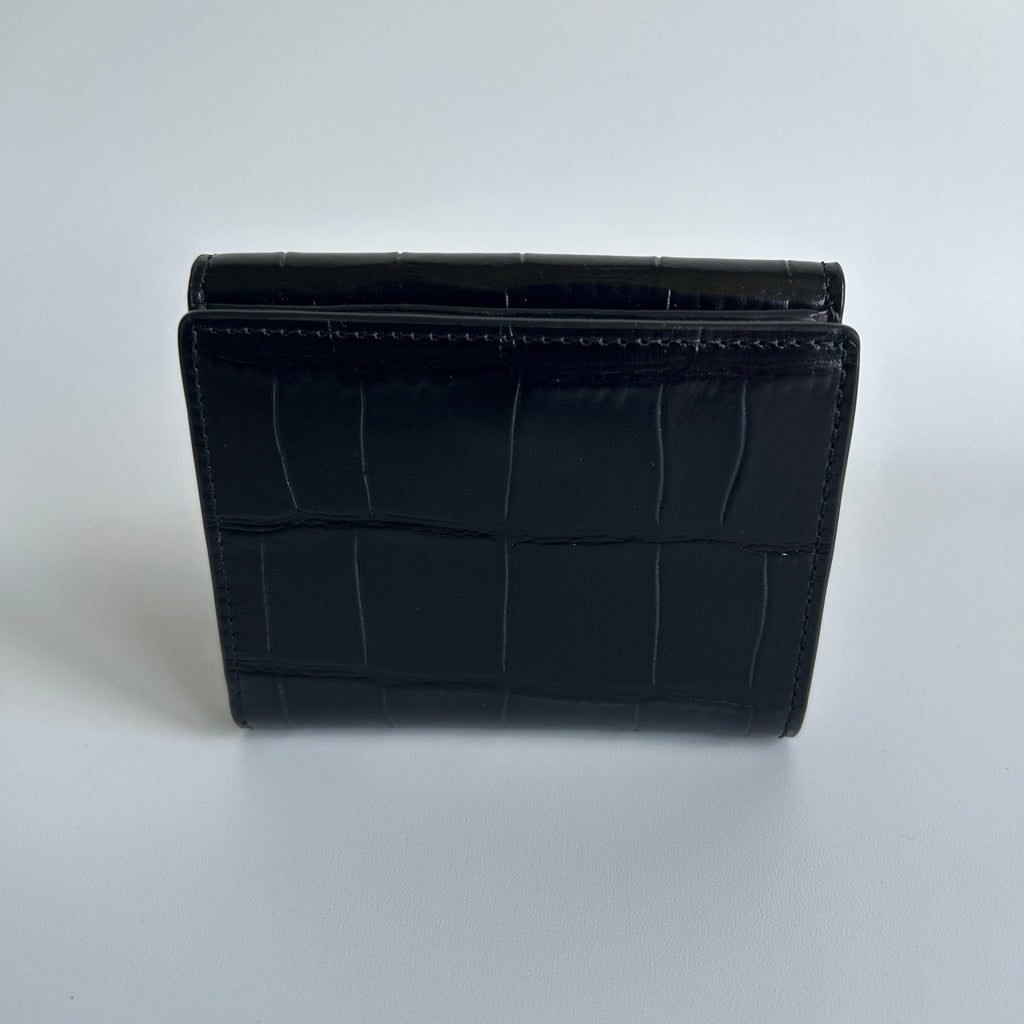 Coach Morgan Black Croc Embossed Leather Small Wallet Excellent1