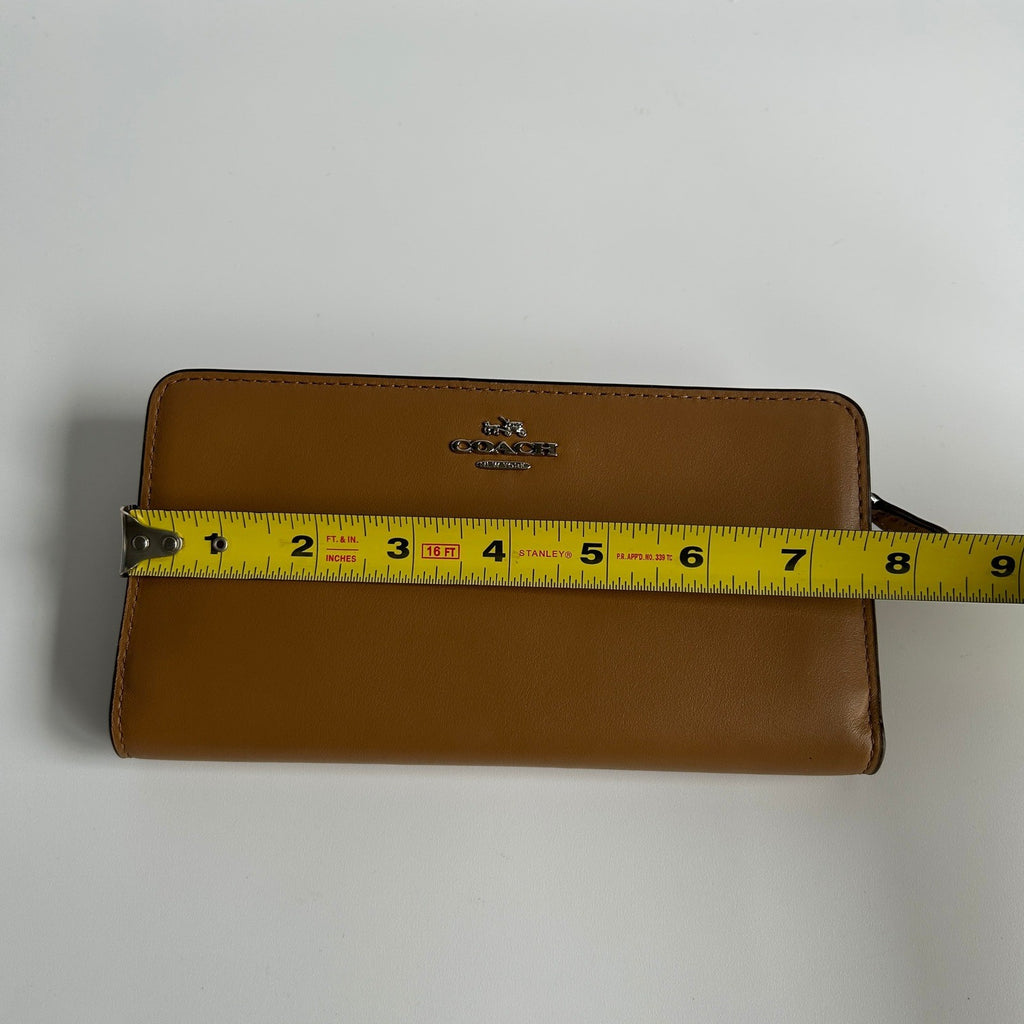 Coach Slim Accordion Zip Wallet Walnut Brown Leather 73738 NEW5