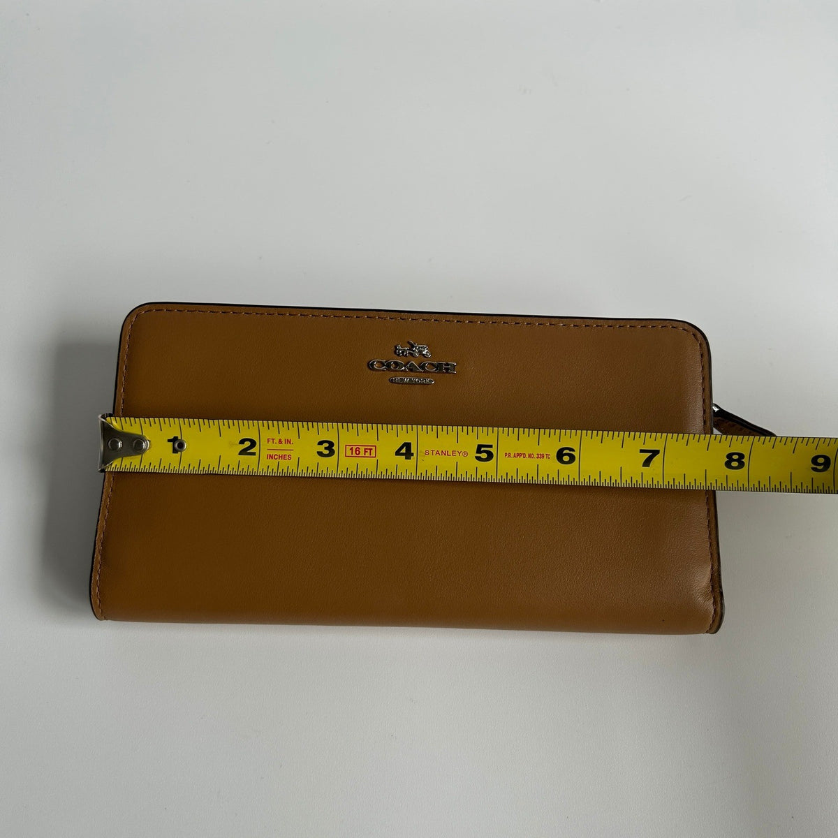 Coach Slim Accordion Zip Wallet Walnut Brown Leather 73738 NEW5
