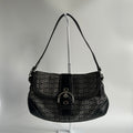 Coach Soho Signature Black Grey Canvas Leather Shoulder Bag F12309 Excellent0