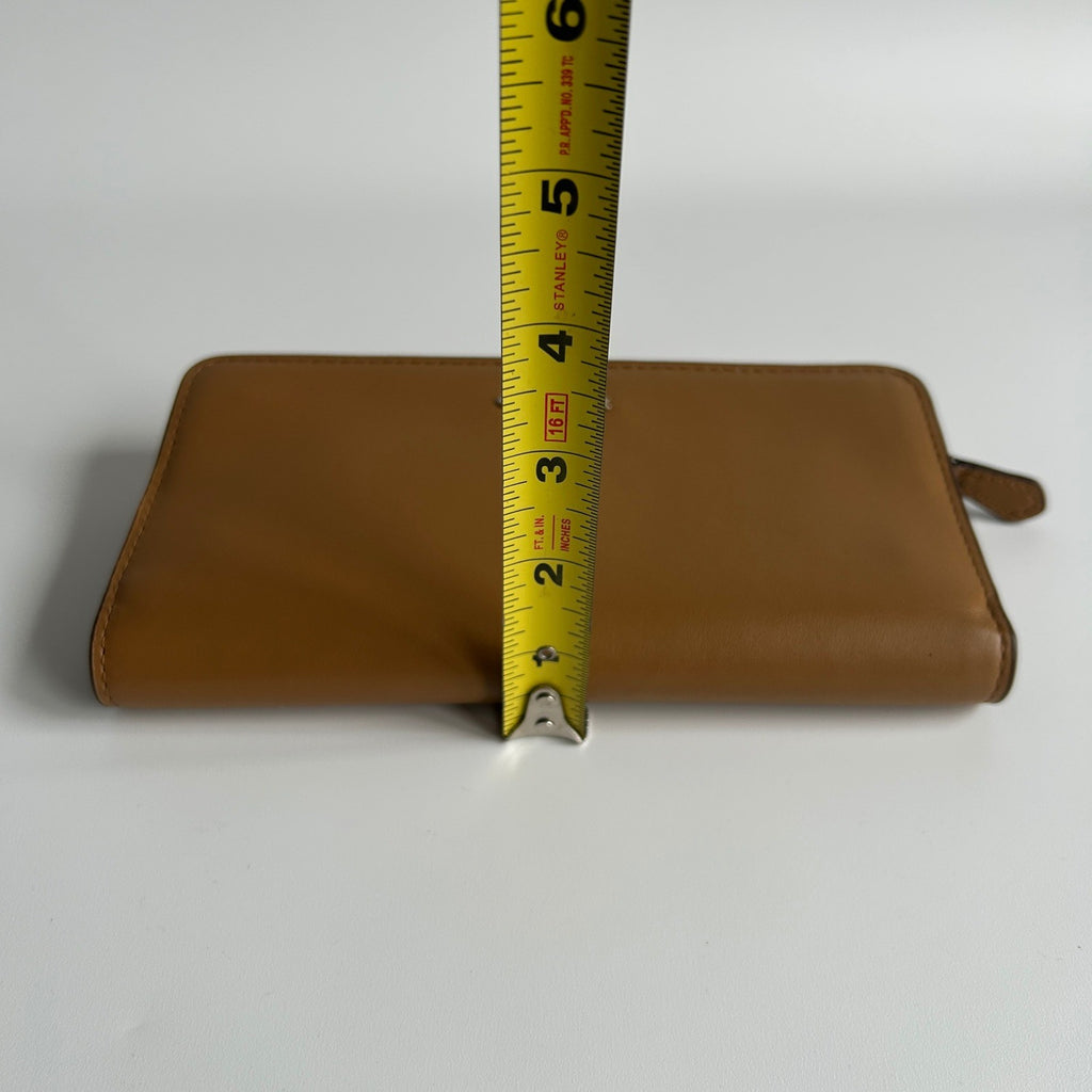 Coach Slim Accordion Zip Wallet Walnut Brown Leather 73738 NEW7