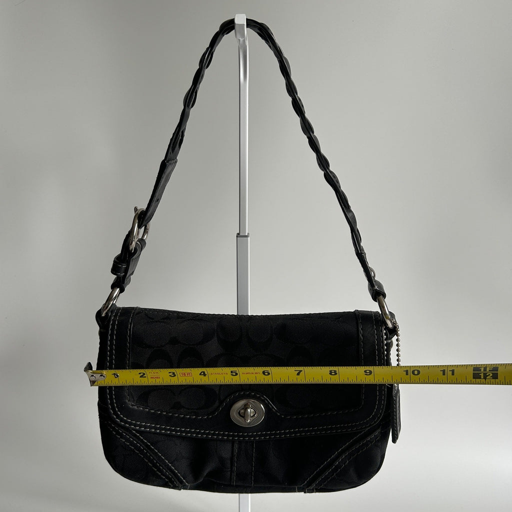 Coach Chelsea Black Signature Canvas Leather Shoulder Bag 11014 Good8