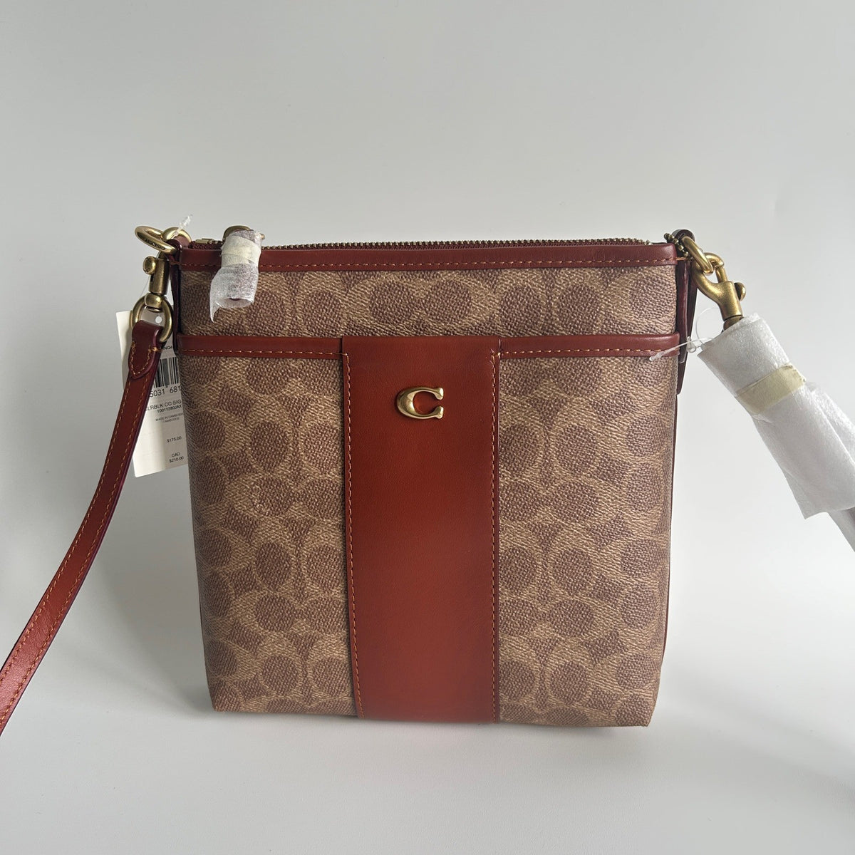 Coach Kitt Messenger Tan Rust Signature Canvas Crossbody Bag CC533 NWT5