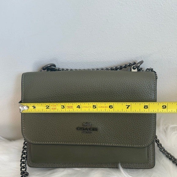 Coach Klare Olive Green Pebbled Leather Crossbody Bag Good7