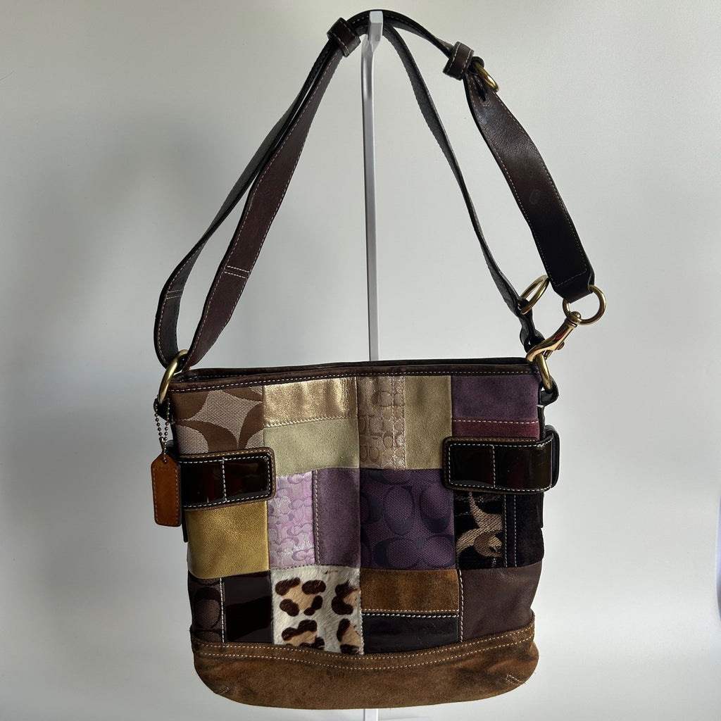 Coach Eva Holiday Patchwork Multi Mixed Leather Shoulder Bag 3573 Good3