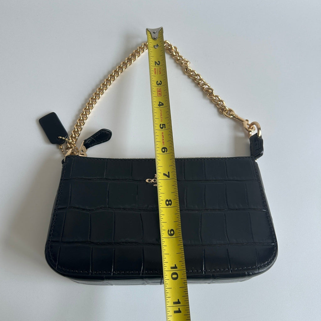 Coach Nolita 19 Black Croc Embossed Leather Wristlet Bag 63865