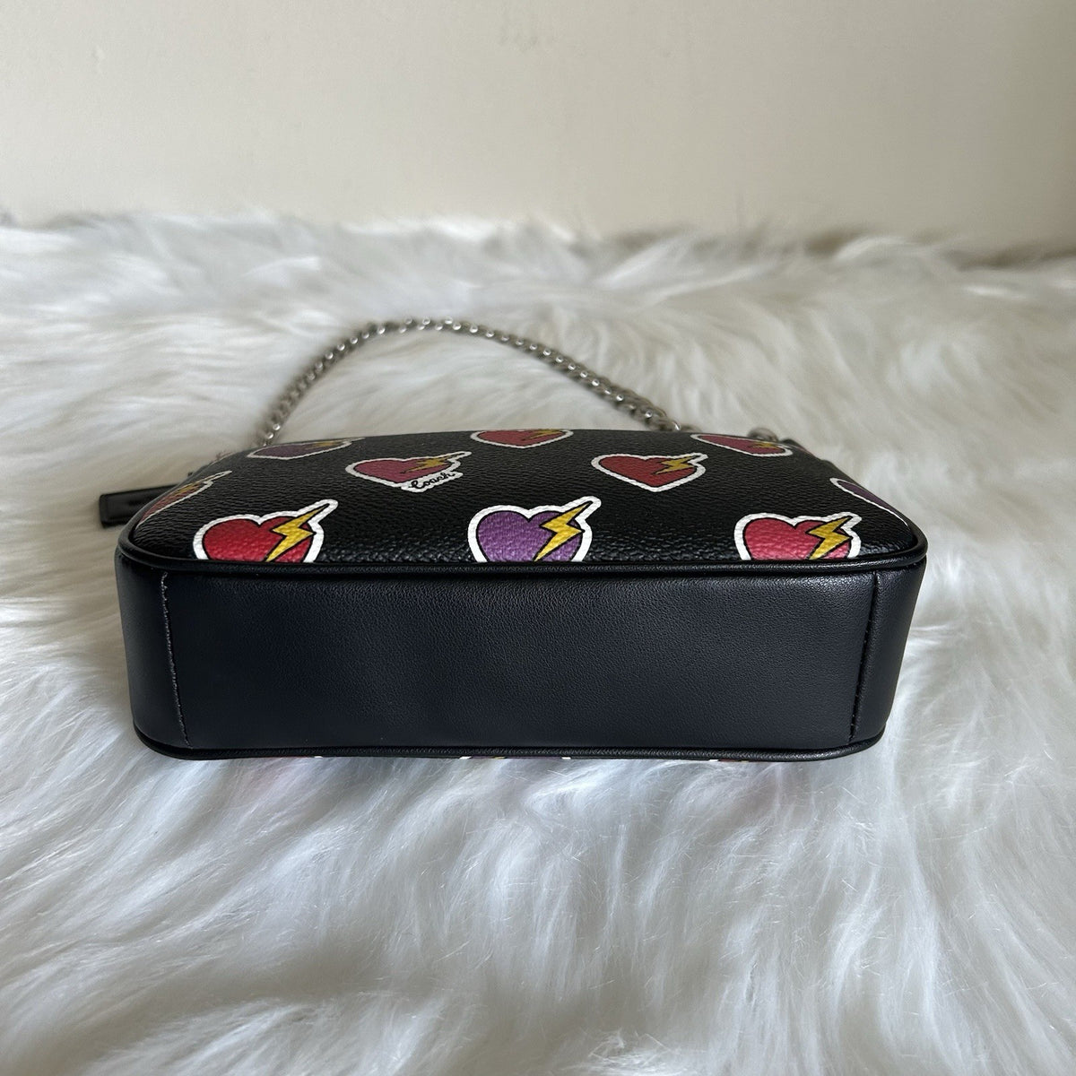 Coach Nolita 19 Black Heart Lightning Bolt Pebbled Leather Bag NEW2