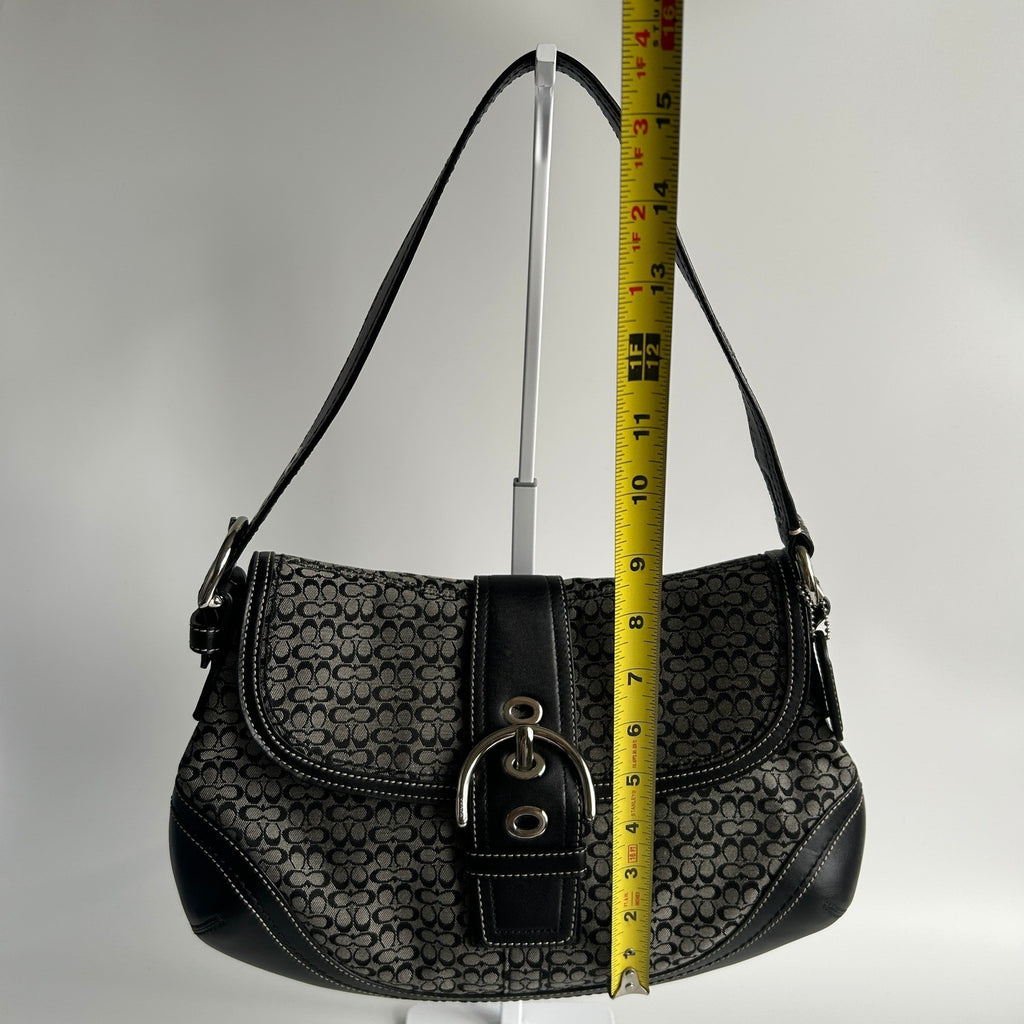 Coach Soho Signature Black Grey Canvas Leather Shoulder Bag F12309 Excellent7