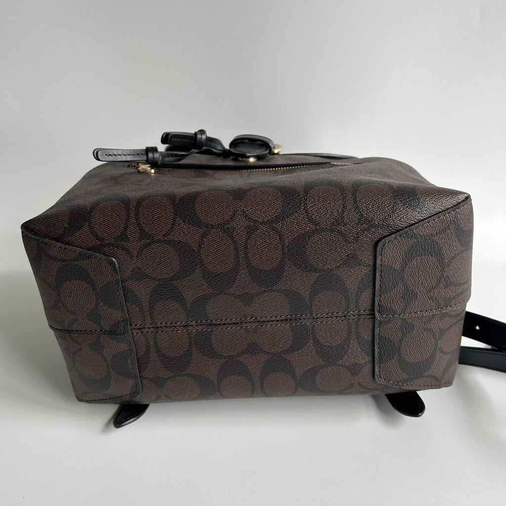 Coach Kleo Backpack Brown Black Signature Canvas Suede C5648 Excellent3
