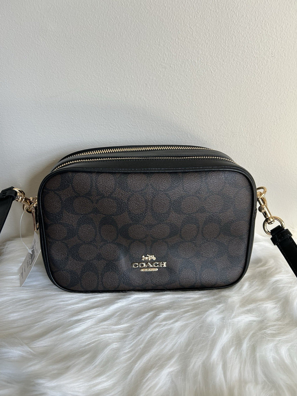 Coach Jes Crossbody Brown Black Signature Canvas Leather Bag F68168 NEW0