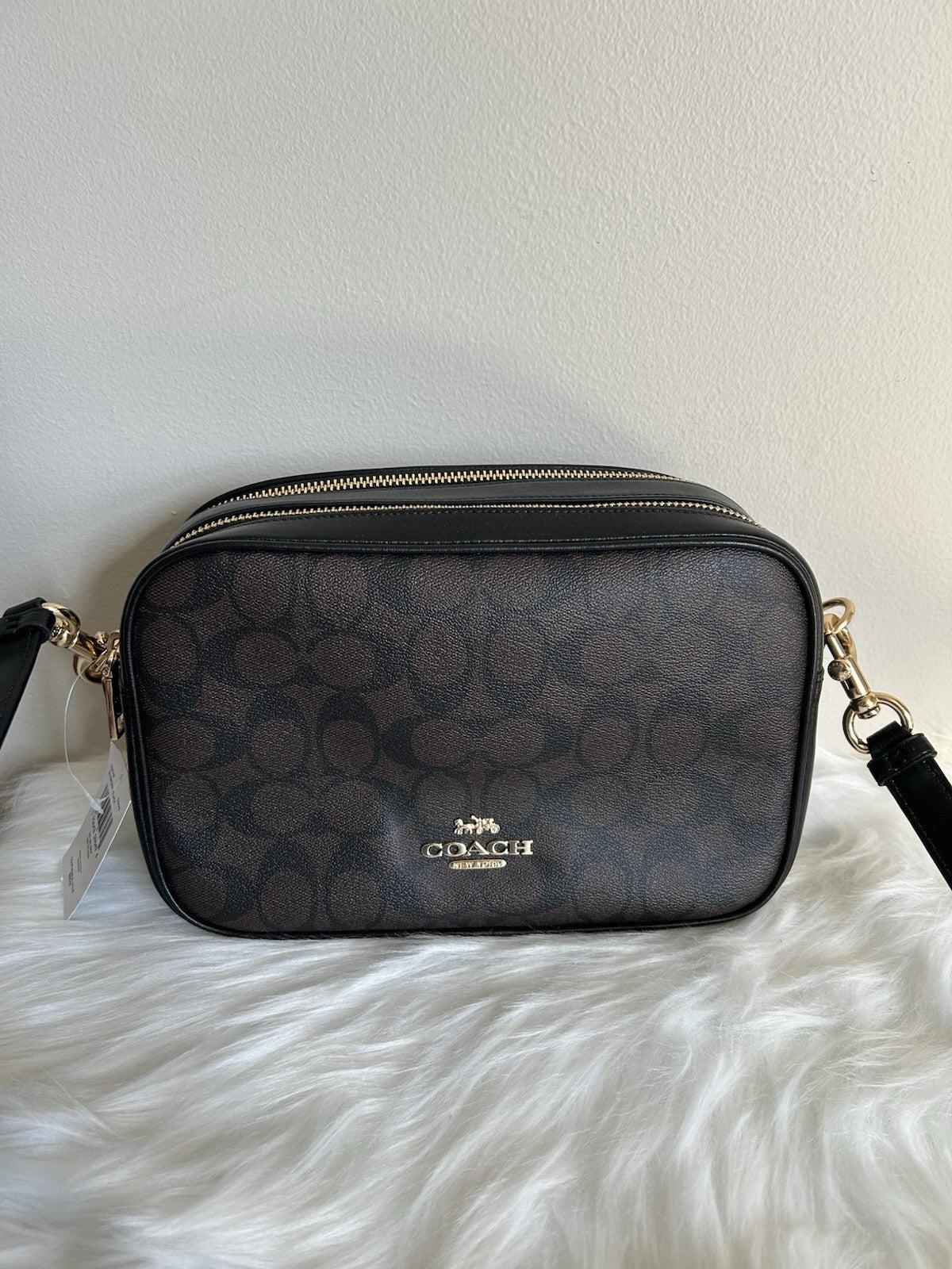 Coach Jes Crossbody Brown Black Signature Canvas Leather Bag F68168 NEW0