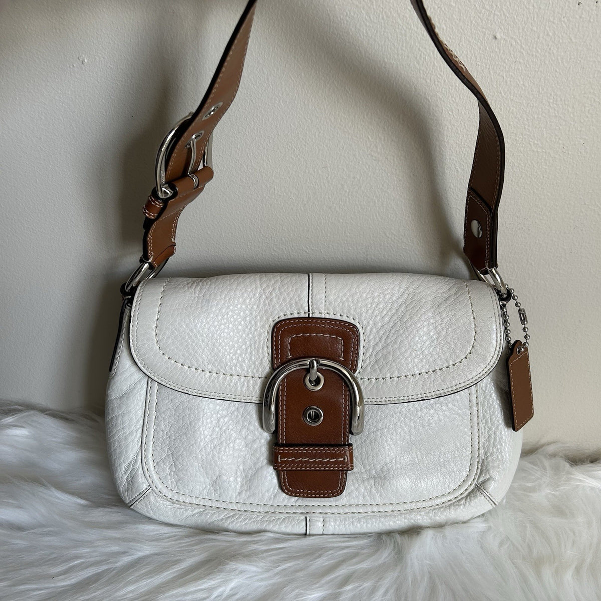 Coach Soho Chalk White Pebbled Leather Shoulder Bag Good0