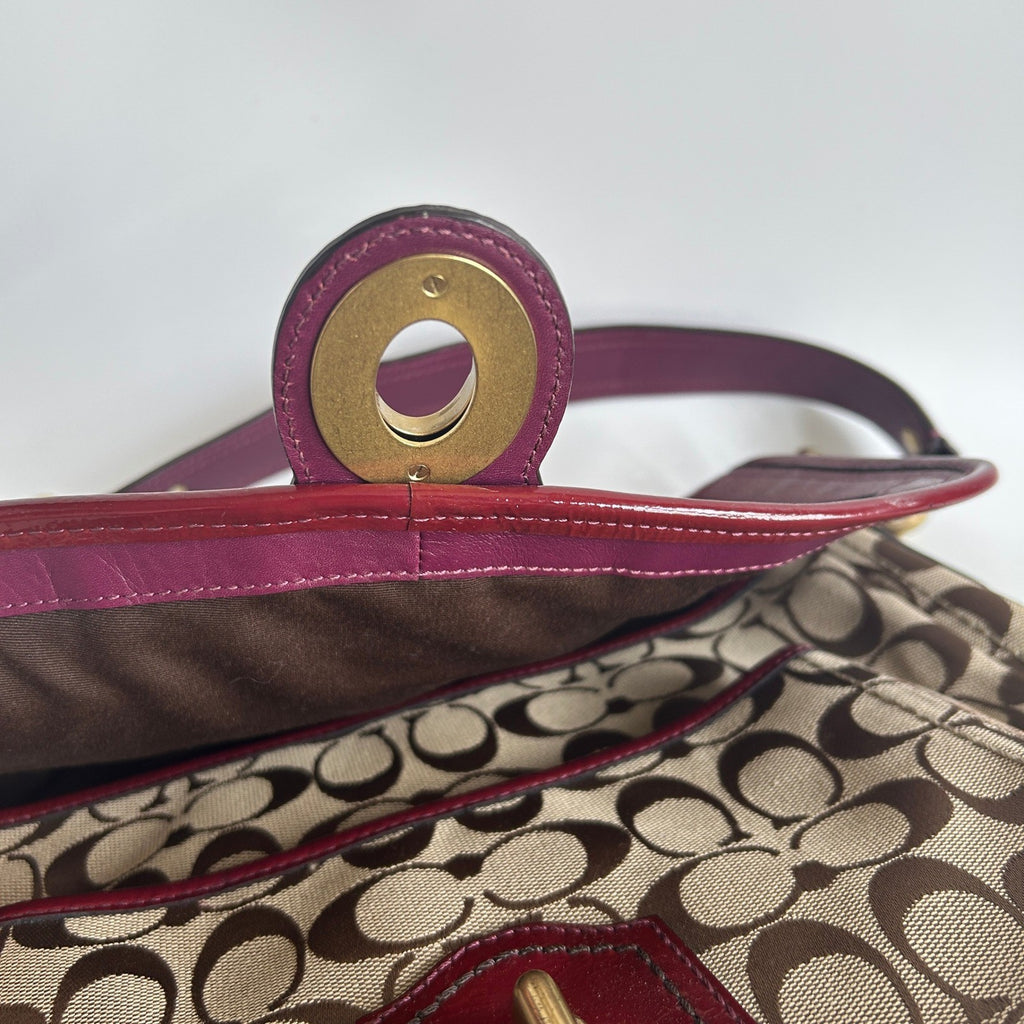 Coach Legacy Signature Ali Flap Mahogany Patent Leather Shoulder Bag Excellent4