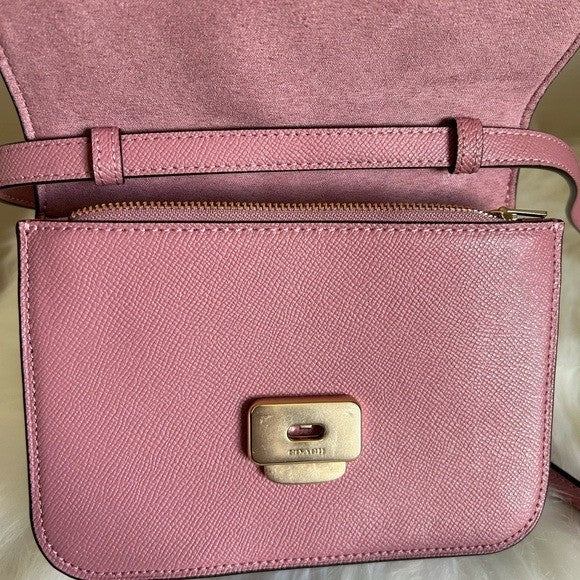 Coach Brynn Pink Crossgrain Leather Crossbody Bag Excellent2