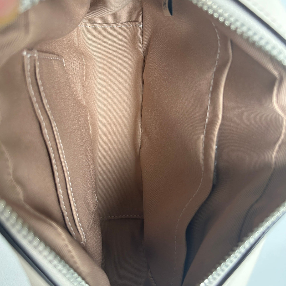 Coach Mini Jamie Chalk White Pebbled Leather Camera Bag Excellent5