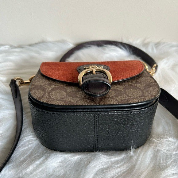 Coach Kleo Hobo Brown Rust Signature Canvas Suede Shoulder Bag Excellent3