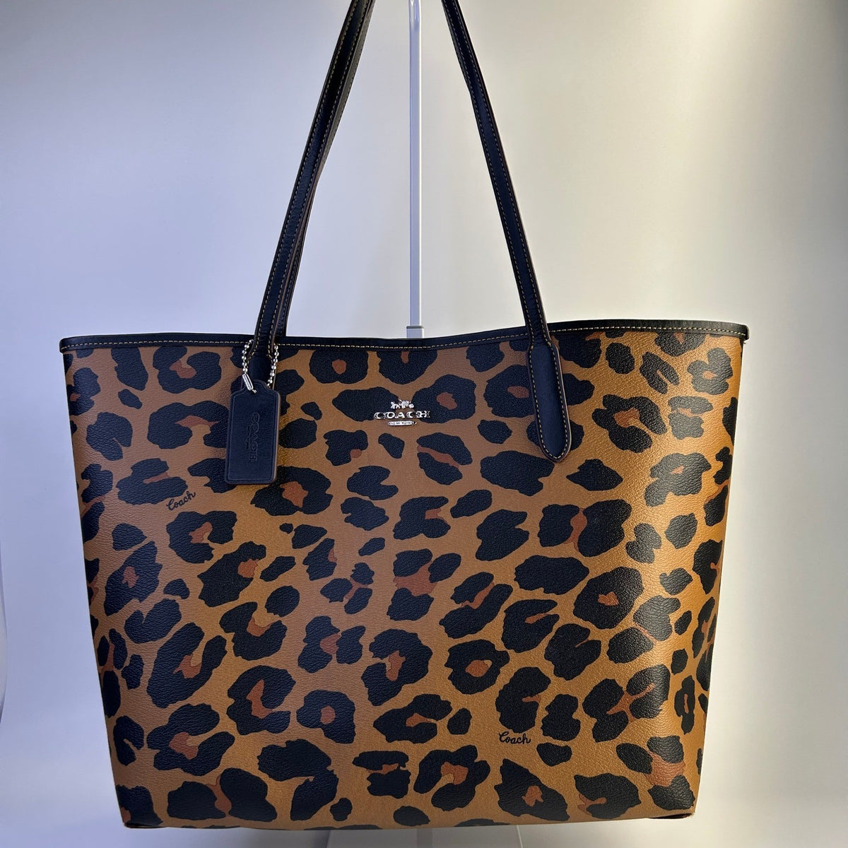 Coach City Tote Leopard Tan Black Coated Canvas Tote Bag Good0