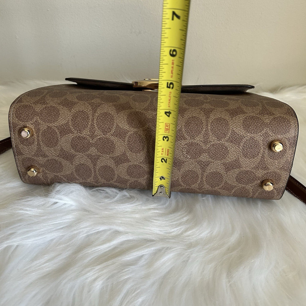 Coach Eliza Brown Signature Canvas Leather Shoulder Bag Excellent10