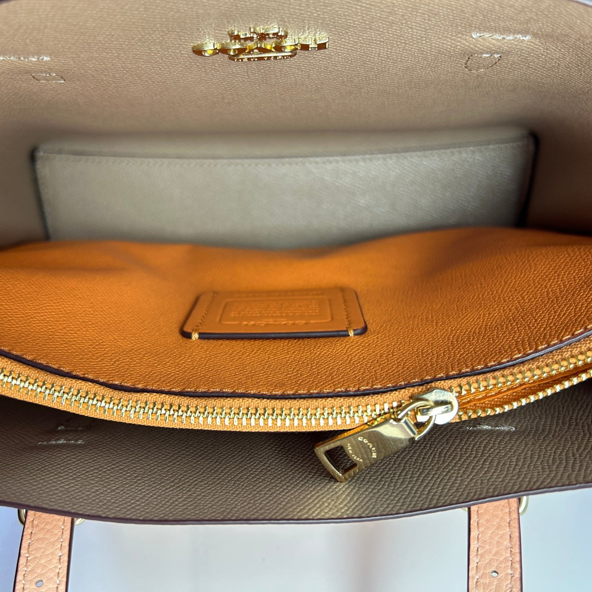 Coach Mollie Tote 25 Peach Pink Pebbled Leather Shoulder Bag C4084 Excellent3