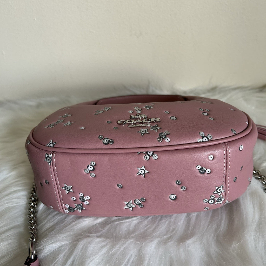 Coach Carmen Mini Crossbody Dusty Pink Leather Star Sequin Bag New3