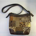 Coach Holiday Patchwork Brown Leather Suede Shoulder Bag F12840 Good0