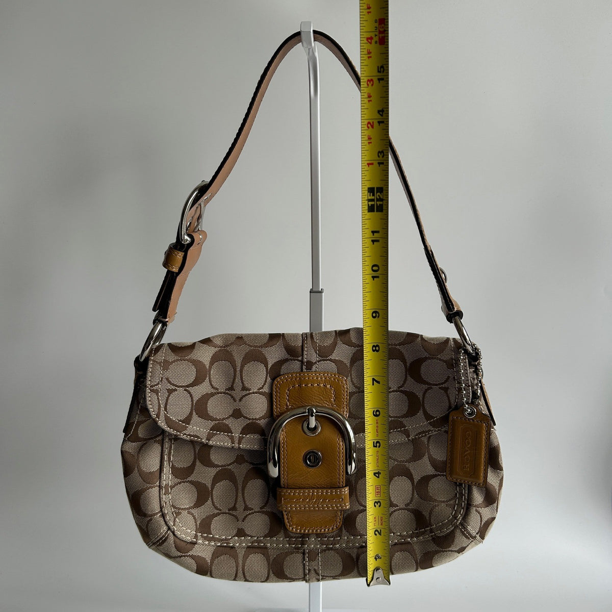 Coach Soho Signature Khaki Brown Canvas Leather Shoulder Bag Excellent7