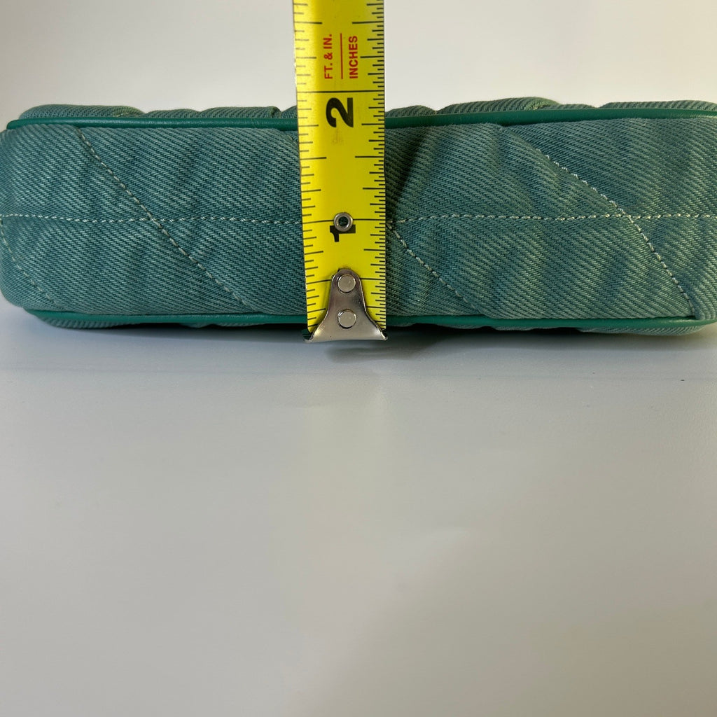 Coach Nolita 19 Green Quilted Denim Wristlet Shoulder Bag Excellent5