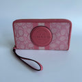 Coach Dempsey Pink Signature Jacquard Stripe Phone Wallet C9073 Good0