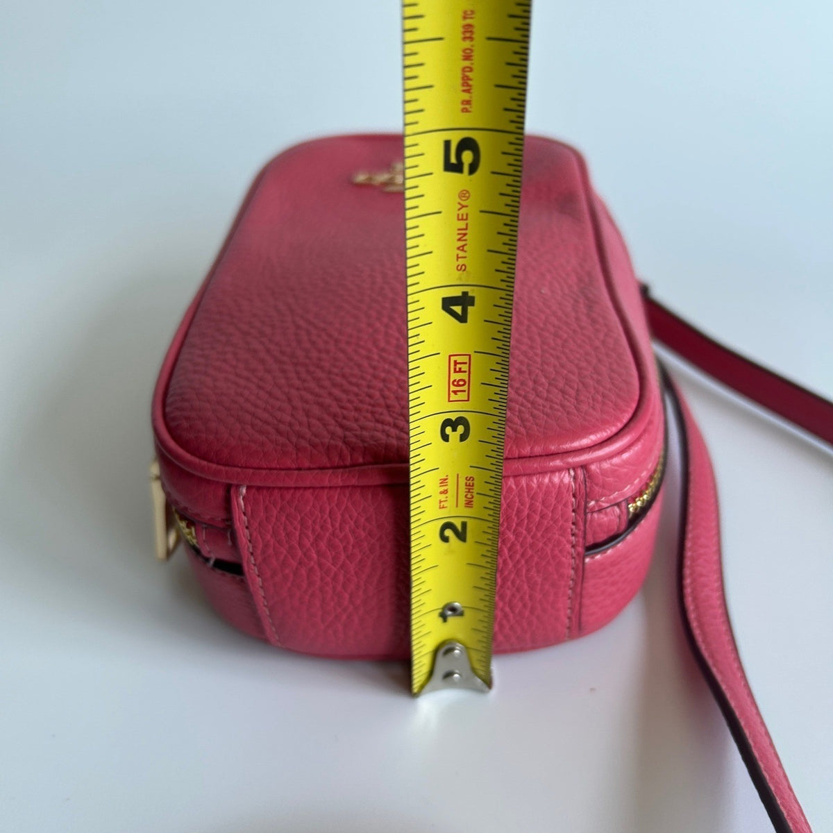 Coach Eva Watermelon Pink Pebbled Leather Crossbody Bag Excellent9