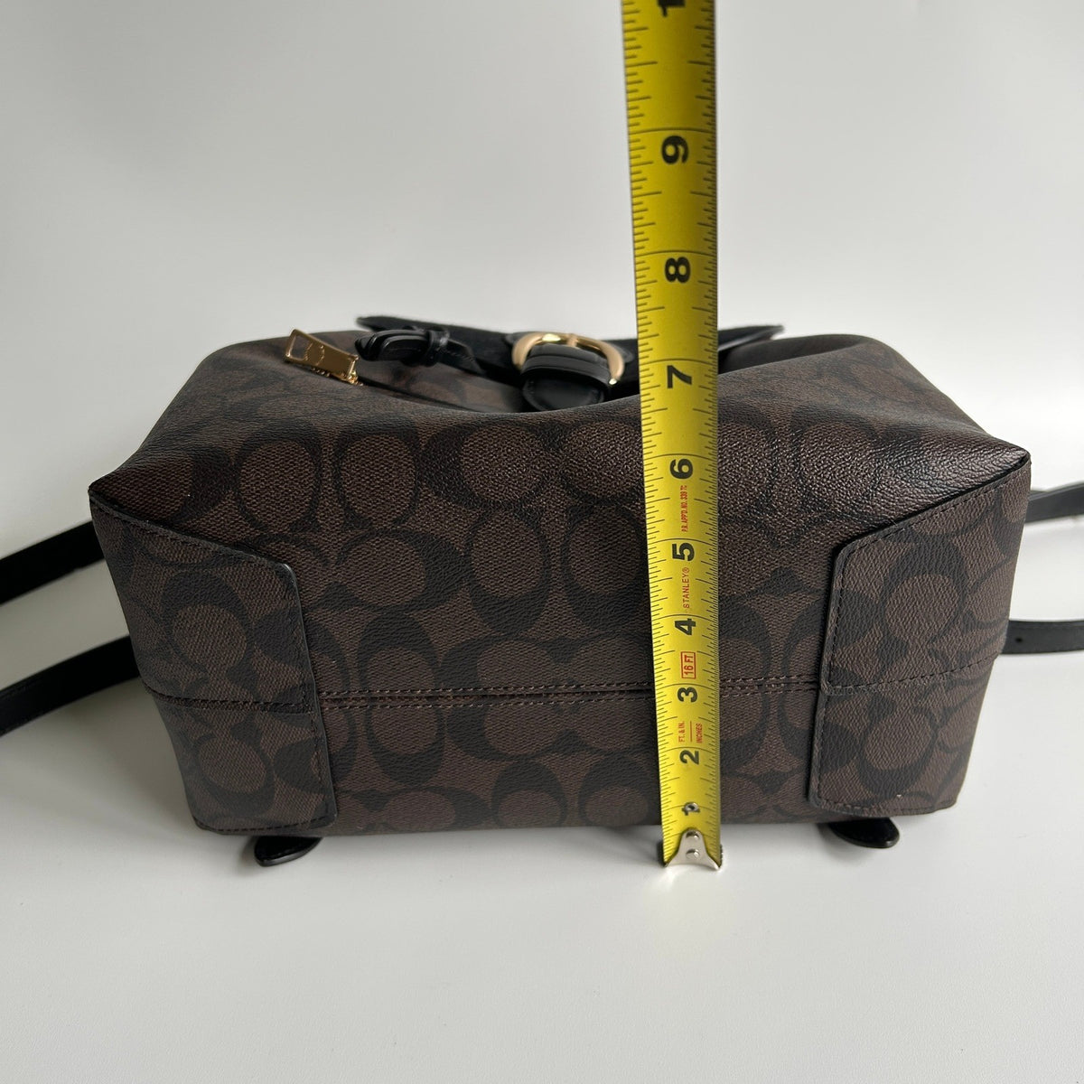 Coach Kleo Backpack Brown Black Signature Canvas Suede C5648 Excellent11