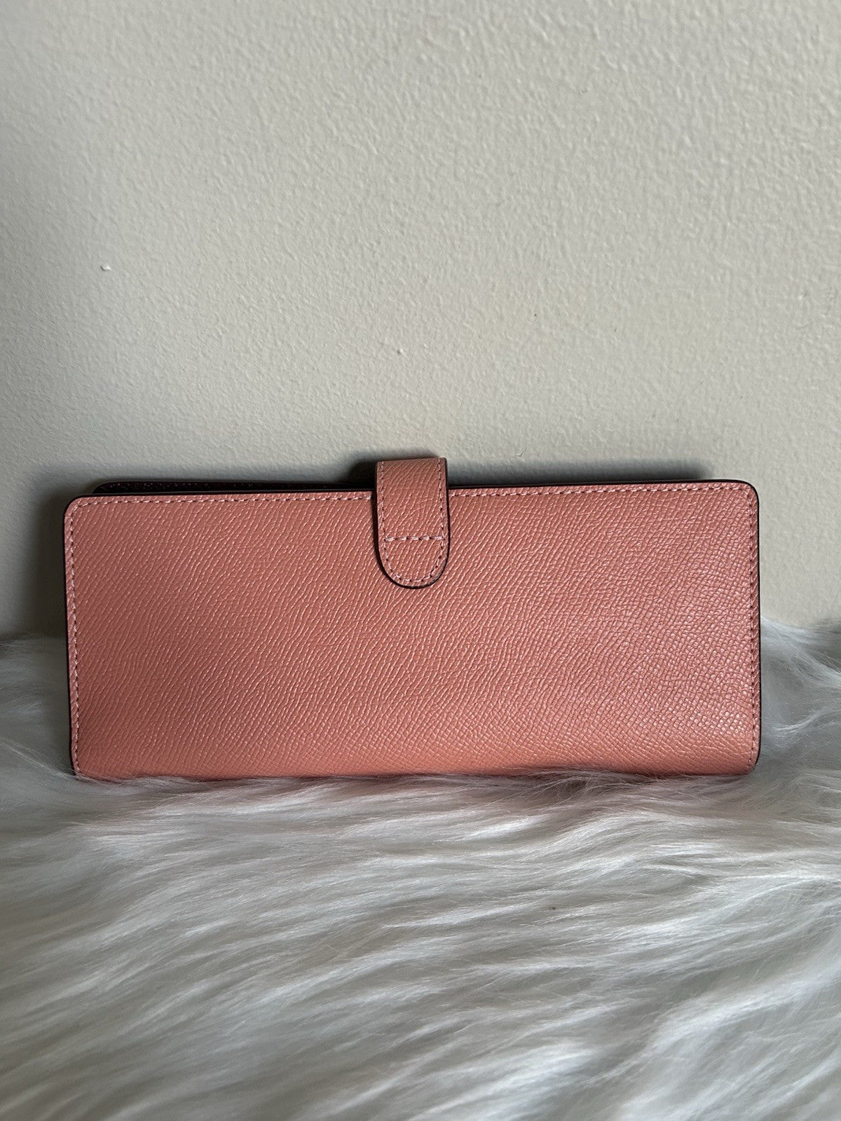 Coach Slim Wallet Light Coral Crossgrain Leather Bifold CH410 NWT1