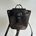 Coach Amelia Brown Black Signature Canvas Leather Convertible Backpack CL458 EX0