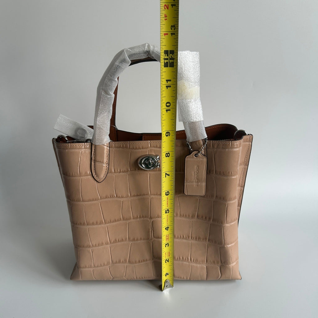 Coach Willow Tote 24 Buff Multi Embossed Croc Leather Handbag C8632 New7