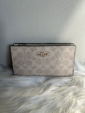 Coach Slim Wallet Chalk White Signature Canvas Leather C4452 Excellent0