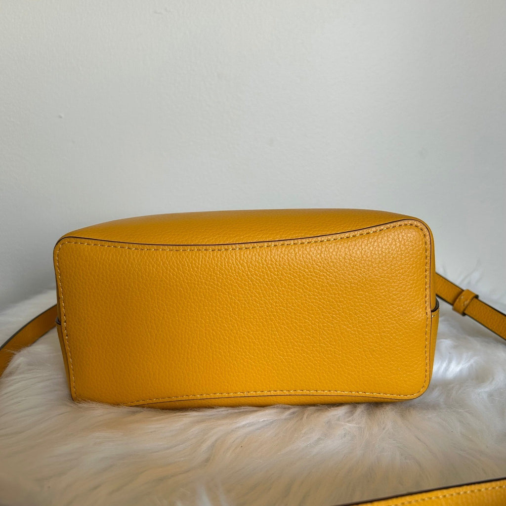 Coach Small Town Bucket Yellow Pebbled Leather Shoulder Bag 10113