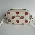 Coach Jamie Strawberry Chalk White Pebbled Leather Camera Bag Excellent0