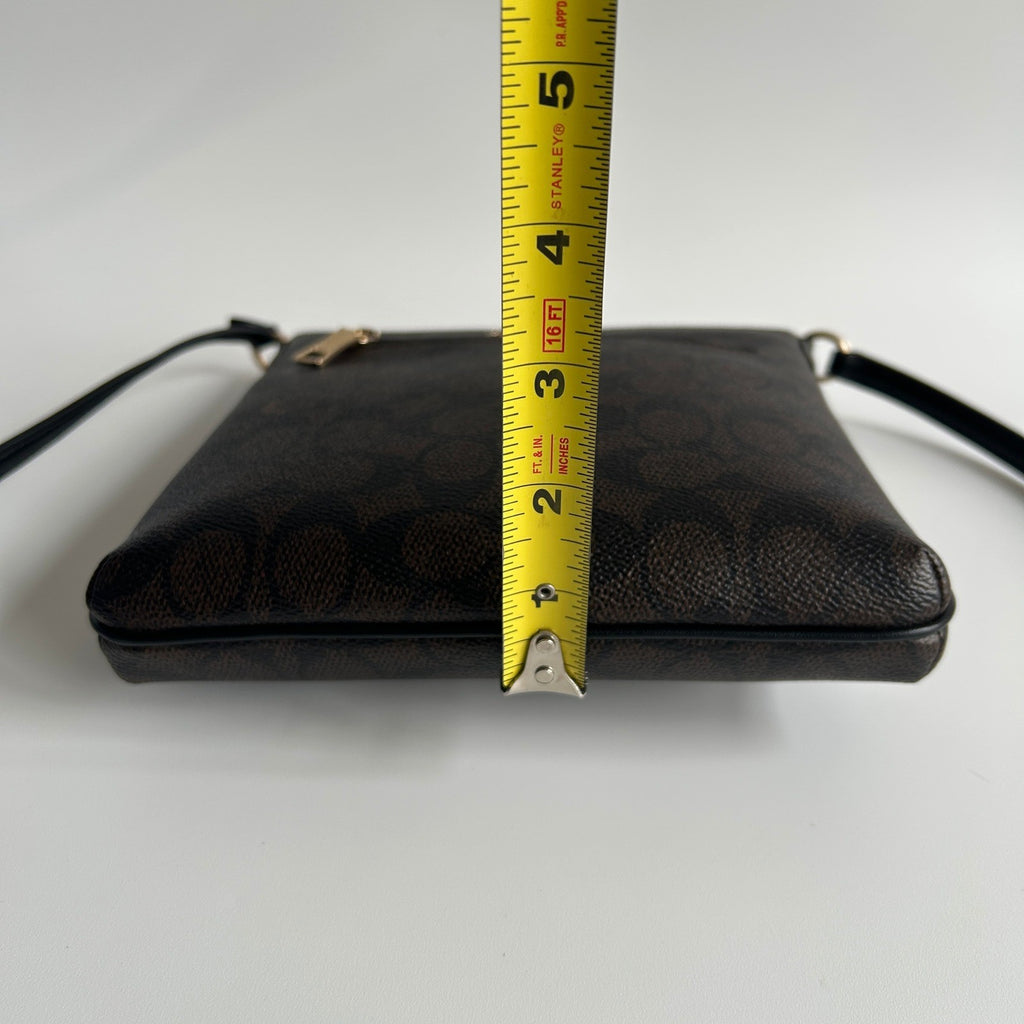 Coach Mini Rowan File Bag Brown Black Signature Canvas Crossbody CF340 Excellent8