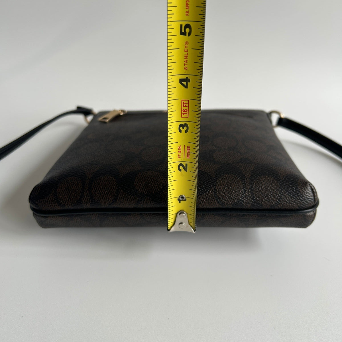 Coach Mini Rowan File Bag Brown Black Signature Canvas Crossbody CF340 Excellent8