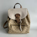 Coach Kleo Backpack Khaki Chalk Signature Canvas Leather CA426 Good0