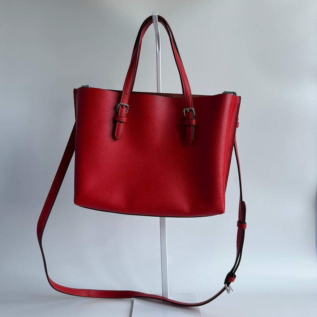 Coach Mollie Tote 25 Red Pebbled Leather Shoulder Bag Excellent2