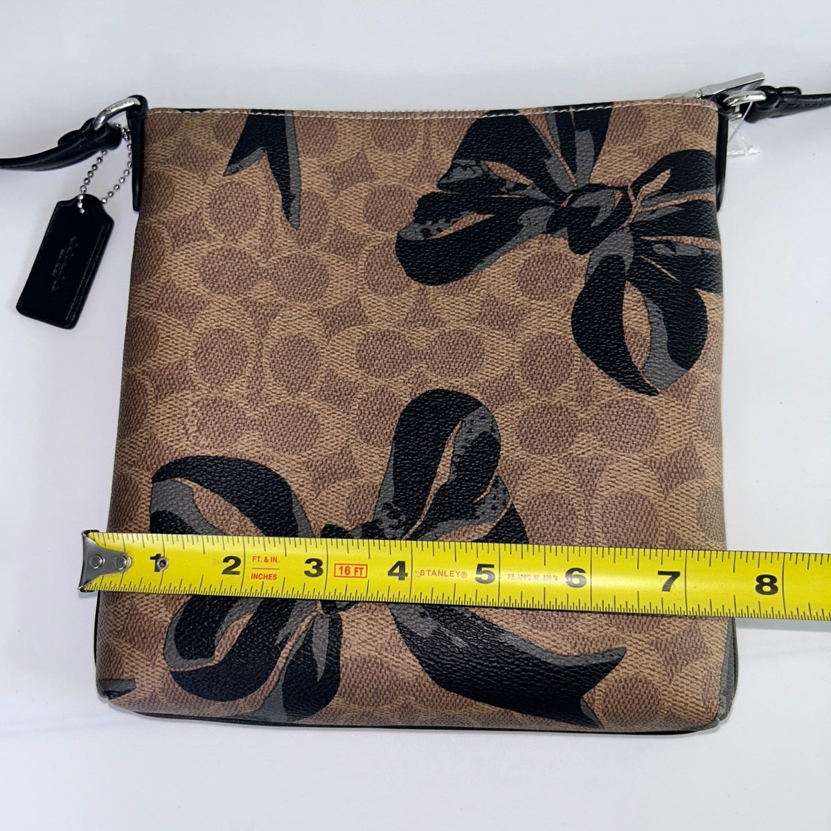 Coach Mini Rowan File Bag Brown Black Signature Canvas Bow Crossbody EXCELLENT4